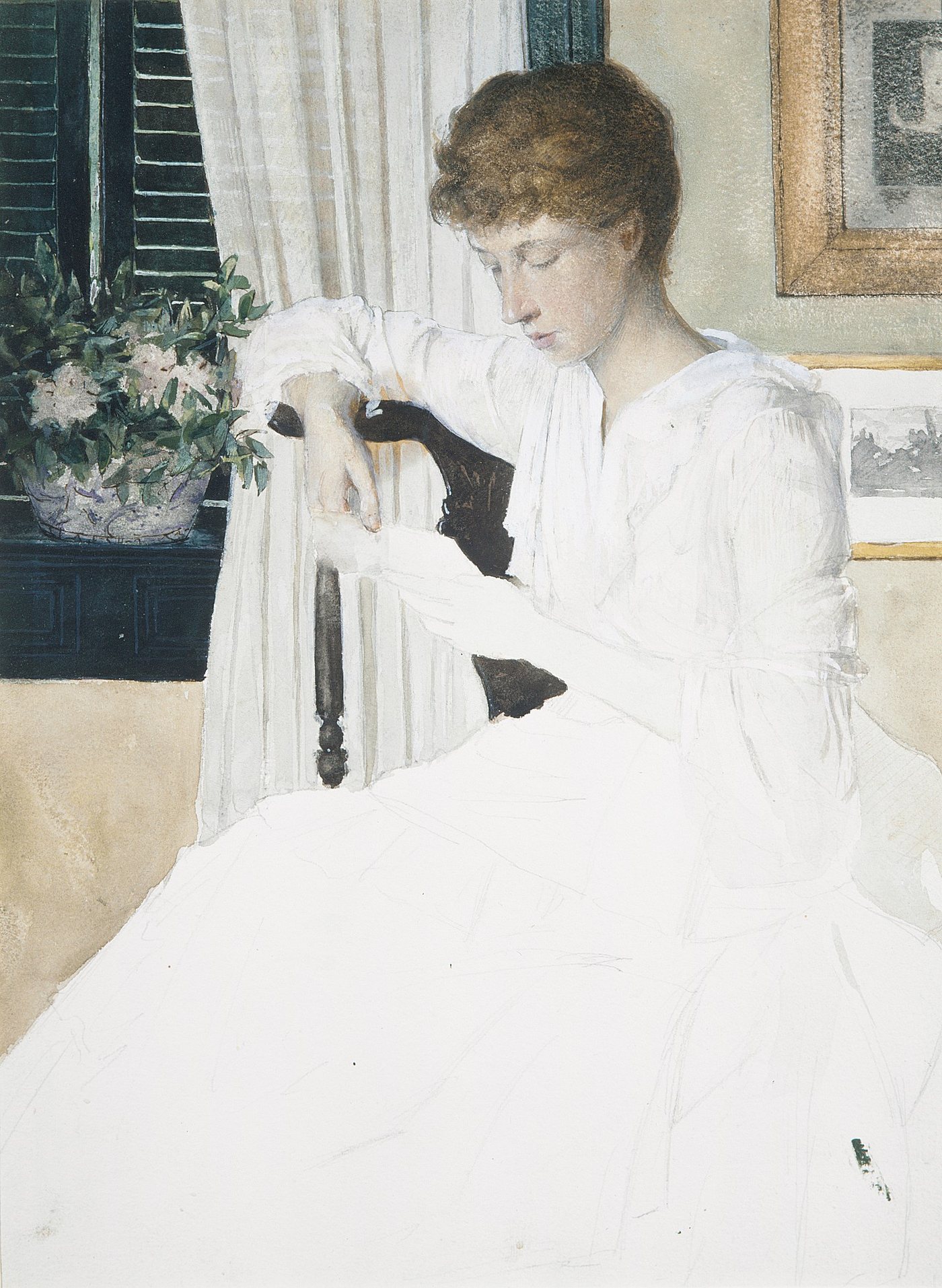 Anna Dwight Weir Reading a Letter, ca. 1890