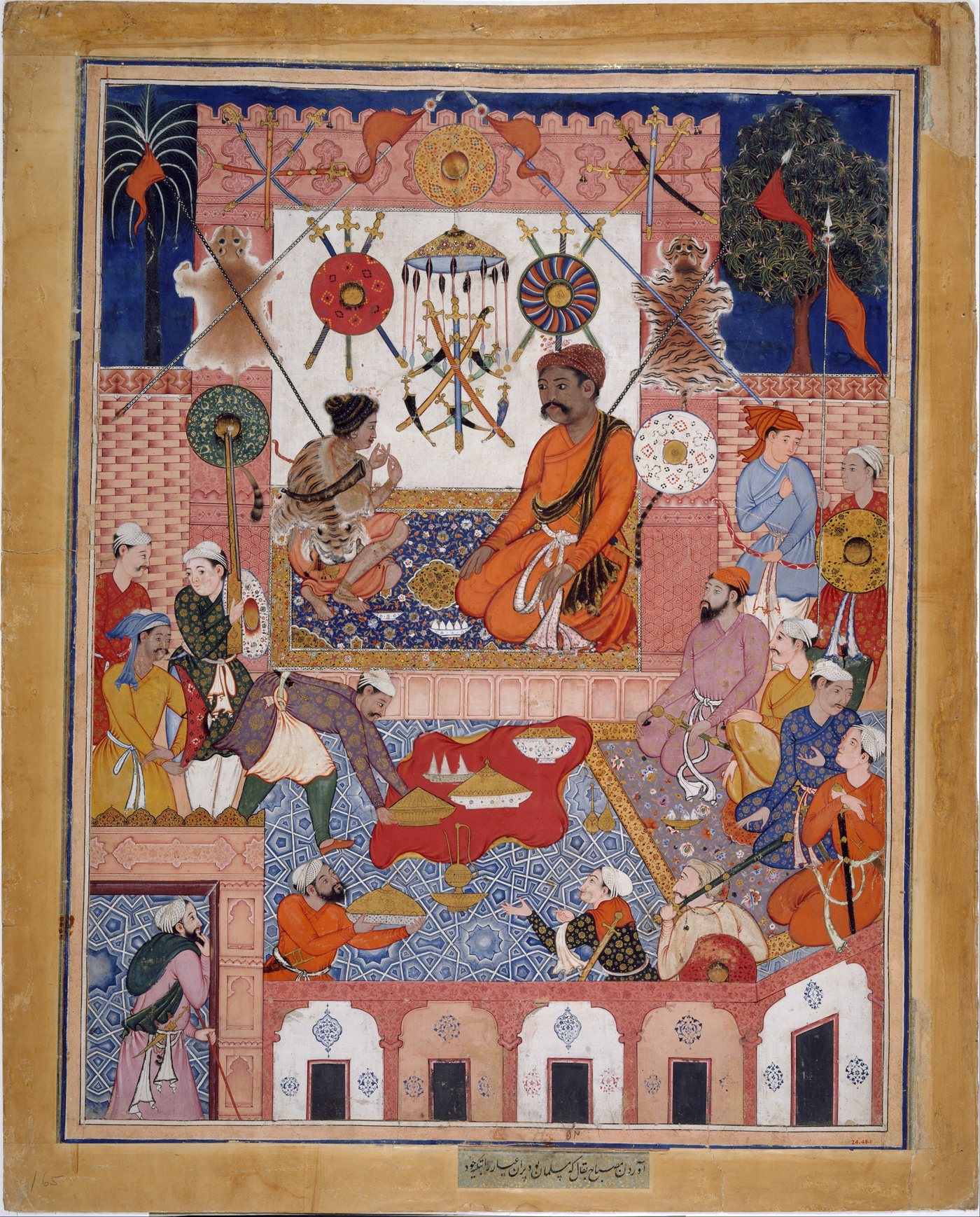 "Misbah the Grocer Brings the Spy Parran to his House", Folio from a Hamzanama (The Adventures of Hamza), ca. 1570