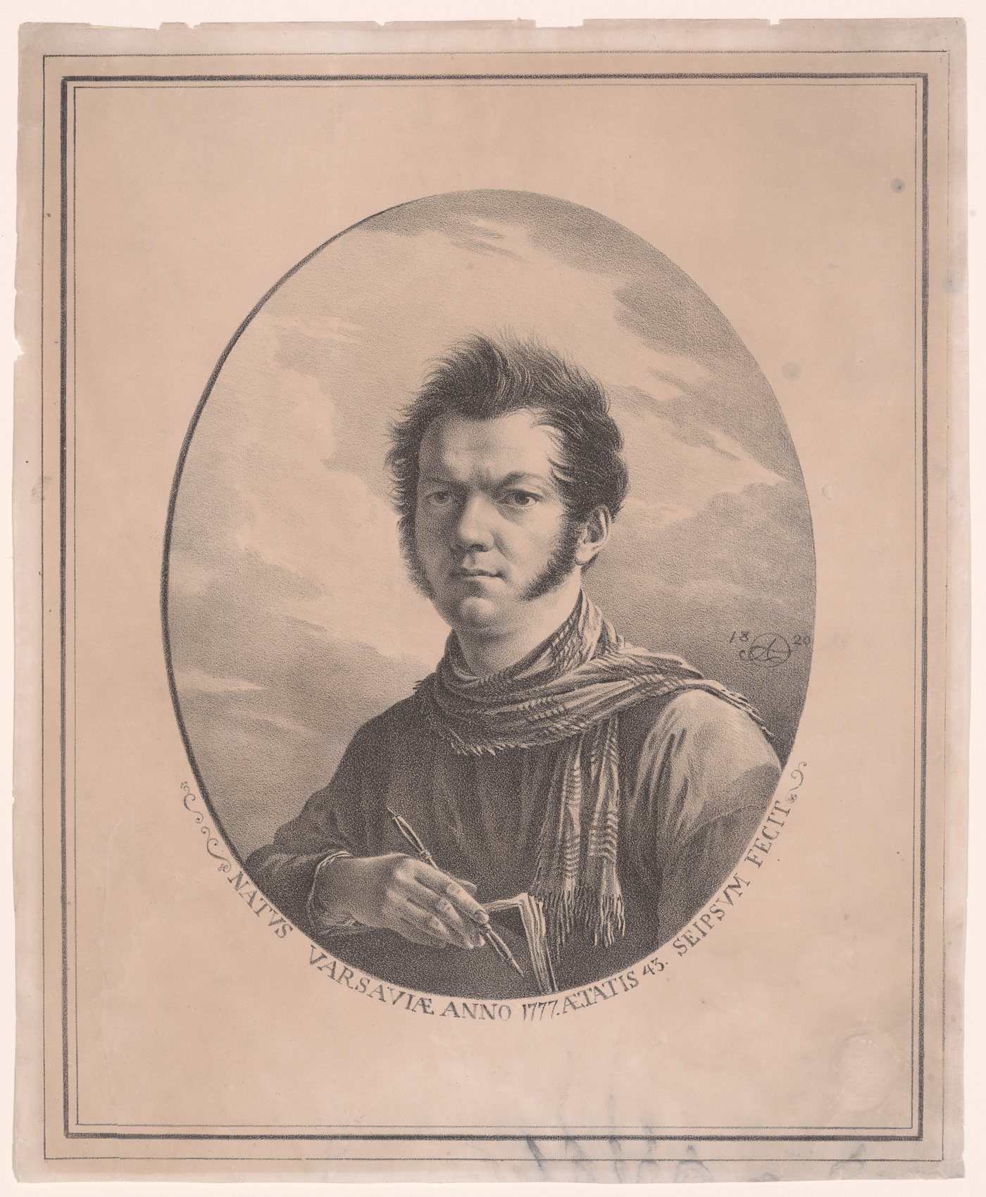 Self-portrait with an album and pen, 1819